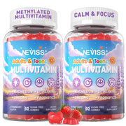 NEVISS teen vitamins bottle displaying 23-in-1 gummies for balanced teen health.