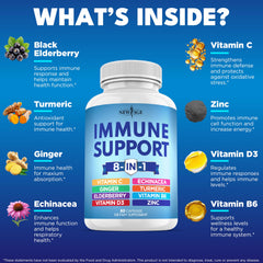 New Age 8in1 immune bottle label closeup highlights ingredients for daily use