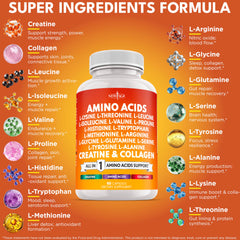 NEW AGE amino acids capsules close-up, easy-to-swallow daily capsules.