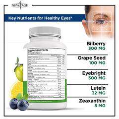 NEW AGE AREDS 2 bilberry 6000mg close-up highlighting bilberry content for eye health support