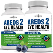 NEW AGE AREDS 2 eye vitamin bottle promoting overall eye wellness and daily support