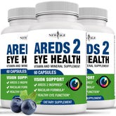 NEW AGE AREDS2 eye vitamins bottle label with ingredients for daily eye wellness