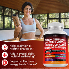 NEW AGE berberine cinnamon complex capsules for balanced metabolism.