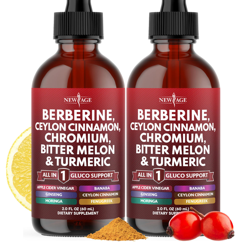 NEW AGE Berberine Cinnamon drops bottle ready for daily use in water