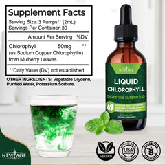 Chlorophyll Drops added to water for a refreshing digestive-friendly sip