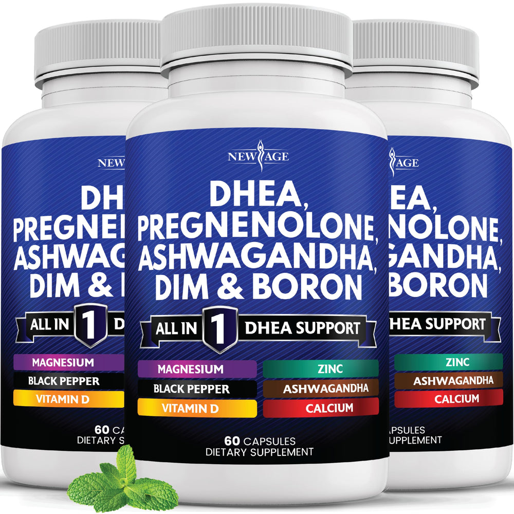 NEW AGE DHEA supplement bottle showcasing premium formula for daily hormonal support