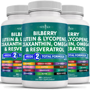 NEW AGE Eye Health bottle with capsules, bilberry extract for daily eye support.