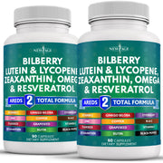 NEW AGE Eye Health bottle label highlights bilberry and antioxidants for daily protection.