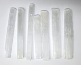 New Age Imports selenite stick 5-6 inch for meditation and energy clearing.