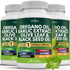 New Age oregano oil garlic extract olive leaf astragalus capsules for daily wellness