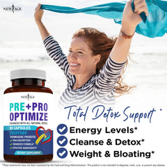 New Age Pro Optimize Probiotics capsules close-up showing 70B CFU per serving