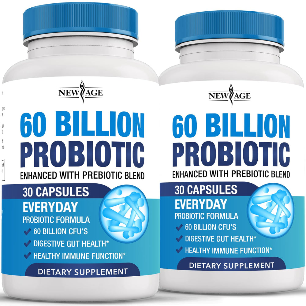 New Age Probiotics 60 Billion bottle for daily gut balance and comfort.