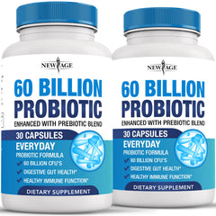 New Age Probiotics 60 Billion bottle for daily gut balance and comfort.