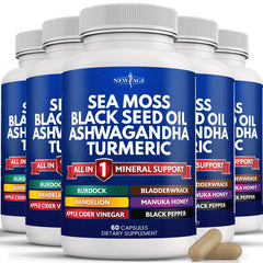 NEW AGE Sea Moss bottle with 8-in-1 blend for daily wellness