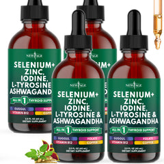 NEW AGE Thyroid Support Drops bottle with dropper highlights antioxidant nourishment