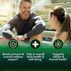 New Age Thyroid Support Drops label close-up highlights vegan, non-GMO, gluten-free features.