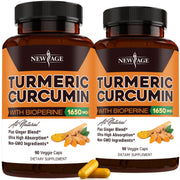 NEW AGE Turmeric Curcumin Capsules bottle front for daily wellness support