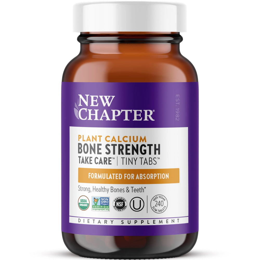 New Chapter Calcium bottle packaging highlighting plant-based bone support