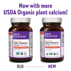 New Chapter Calcium label closeup showing organic calcium and vitamins for daily wellness