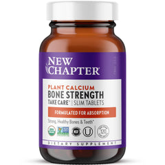 New Chapter calcium supplement bottle highlighting plant-based Icelandic calcium for bone support