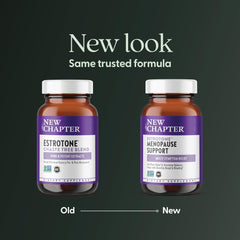 New Chapter Estrotone bottle nutrition panel shows one daily capsule