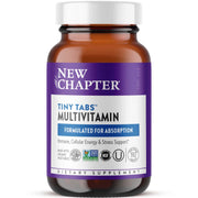 New Chapter Tiny Tabs bottle and tablets for easy daily nutrition.