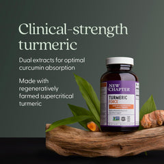 New Chapter Turmeric Force ingredients listing emphasizes organic, supercritical extract for broad turmeric benefits.