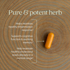 New Chapter Turmeric Force label highlights whole turmeric and absence of black pepper.