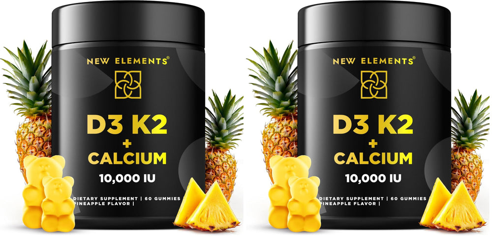 New Elements Vitamin D3 K2 Gummies bottle front for daily bone support