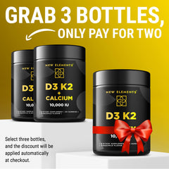 New Elements Vitamin D3 K2 Gummies bottle label showing vegan gluten free and non GMO