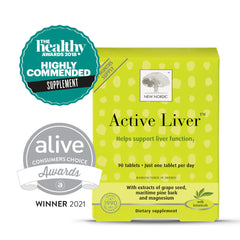 New Nordic Active Liver tablet closeup highlighting compact vegan capsules for daily wellness.