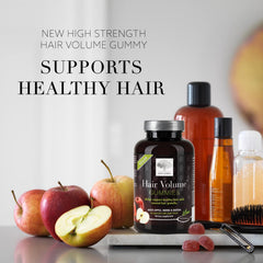 New Nordic Hair Volume Gummies close-up highlighting apple flavor and chewy texture.