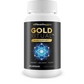 New Vibrations Gold Ritual bottle front signaling premium brain support for daily focus