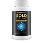 New Vibrations Gold Ritual bottle front signaling premium brain support for daily focus