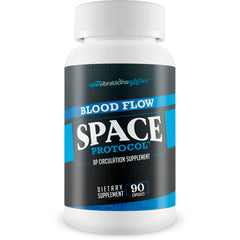 New Vibrations Space Protocol Blood Flow Booster bottle shown for daily circulation support.