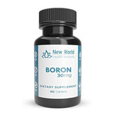 New World Health Boron mineral bottle with tablets for daily bone support.