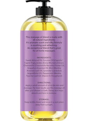 New York Biology massage oil pour close-up showing silky texture for quick absorption.