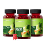 NEWELLME Organic ACV gummies with The Mother and B12 support digestion.
