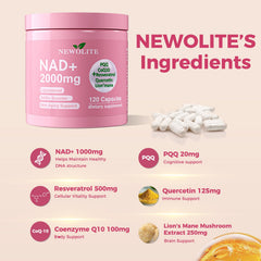 NEWOLITE NAD+ capsules close-up for easy daily intake.
