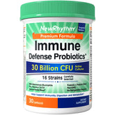 NewRhythm Immune Defense bottle front shows 30 capsules for daily immune support.
