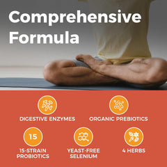 NewRhythm Probiotics for Men label detail highlighting 150B CFU and Akkermansia