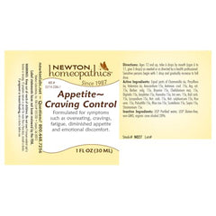 Newton Homeopathics Appetite Craving Control dropper enabling precise, easy dosing.