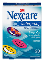 Nexcare waterproof bandages from the Cool Collection protect minor scrapes in water.