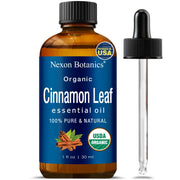 Nexon Botanics Organic Cinnamon Essential Oil bottle for pure diffusion and cozy ambience