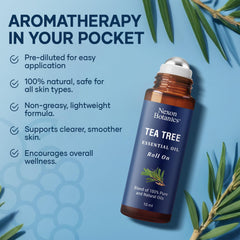 Nexon Botanics Tea Tree Roll-On on wrist for calming aromatherapy and mood lift.