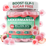 Nextdia Akkermansia Gummies bottle showing a sugar free probiotic for gut support