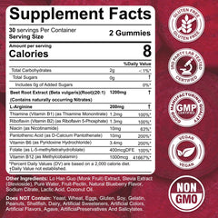 Nextdia beet root gummies label-closeup highlighting beetroot and vitamin benefits