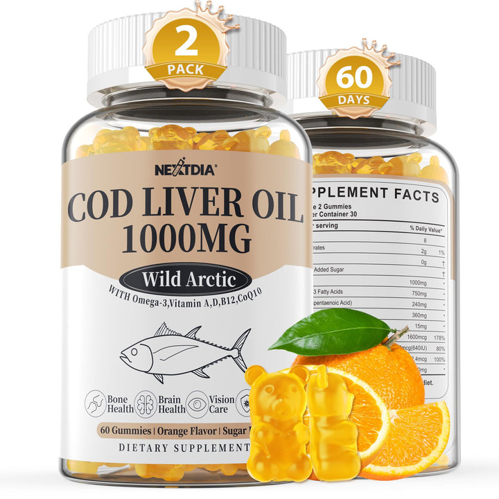 Nextdia Cod Liver Oil Gummies bottle ready for easy daily omega-3 intake