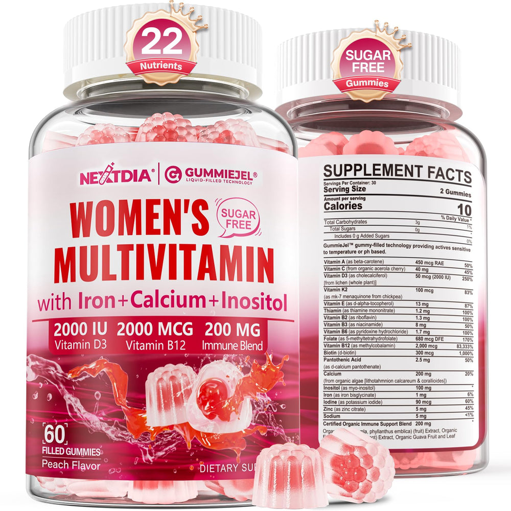 Nextdia Methylated Women Gummies center-fill technology for enhanced nutrient delivery.