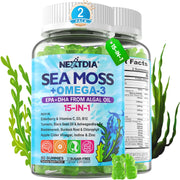 Nextdia Sea Moss Gummies jar front view for easy daily energy support.